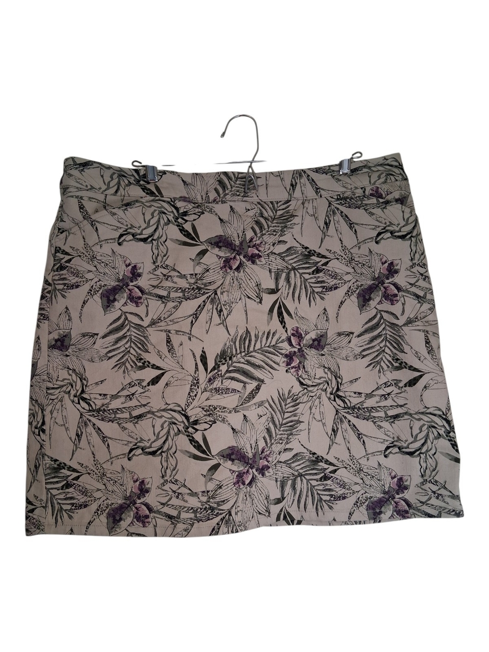 Northern Reflections Tropical Palm Floral Skort Size XL Beige Purple Green
